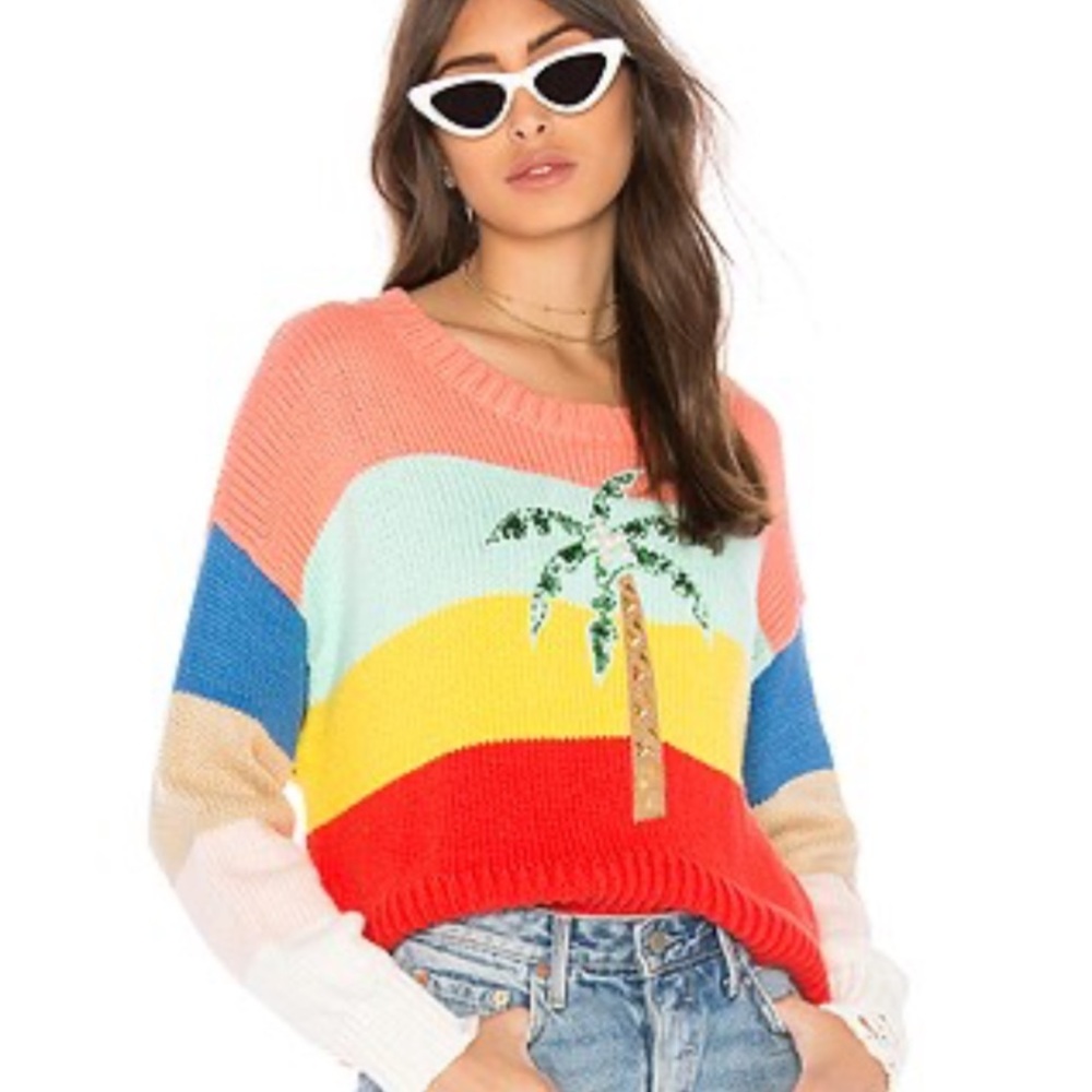 Wildfox Striped Embellished Cotton Sweater Distressed Size S - Picture 2 of 12